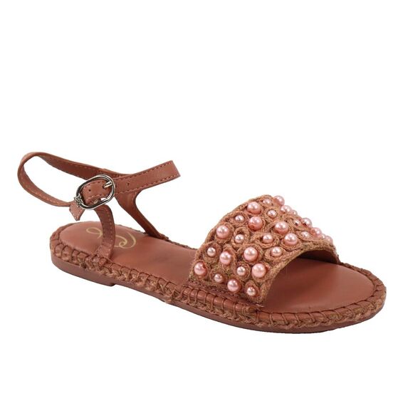 🔥NEW Sam Edelman Kids' Holly Beaded Flat Sandals, Rose Linen Size 2 MSRP $60🔥 - Picture 1 of 7